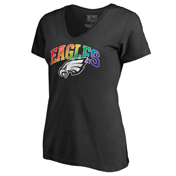 Women's Philadelphia Eagles NFL Pro Line by Fanatics Branded Black Plus Sizes Pride T-Shirt