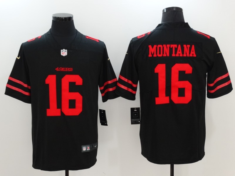 Nike 49ers 16 Joe Montana Black Vapor Untouchable Limited Jersey