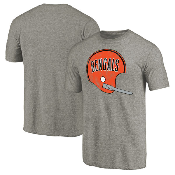 Cincinnati Bengals NFL Pro Line Throwback Logo Tri Blend T-Shirt Heathered Gray