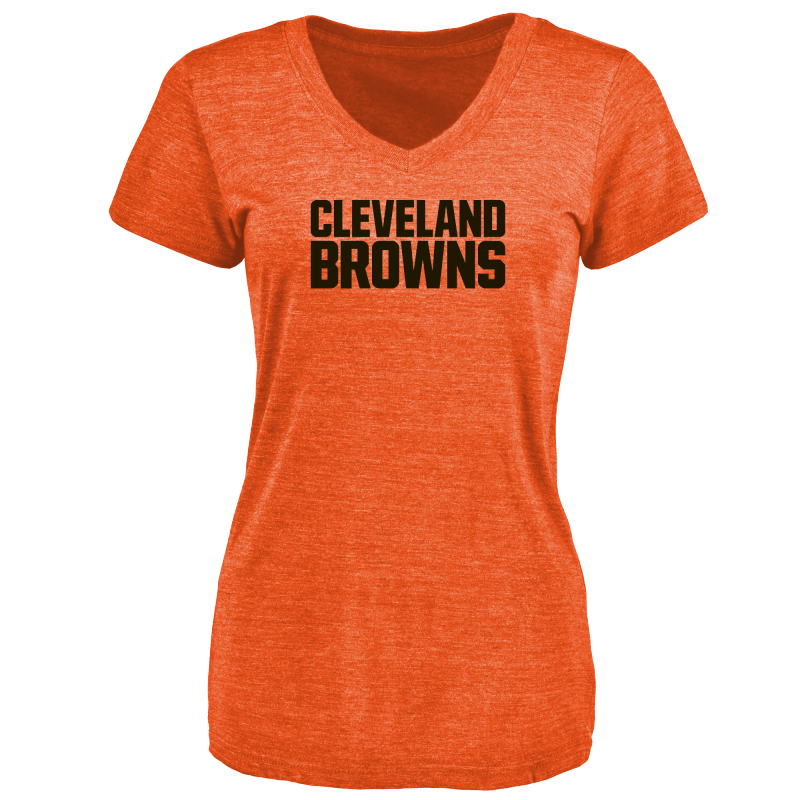 Cleveland Browns Design Your Own V Neck Tri Blend T-Shirt Orange