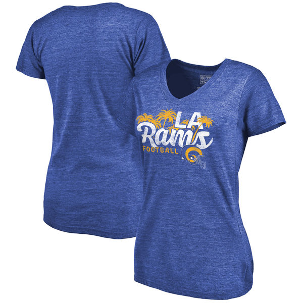 Los Angeles Rams NFL Pro Line Women's Hometown Collection Tri Blend V Neck T-Shirt Royal