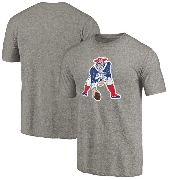 New England Patriots NFL Pro Line Throwback Logo Tri Blend T-Shirt Heathered Gray