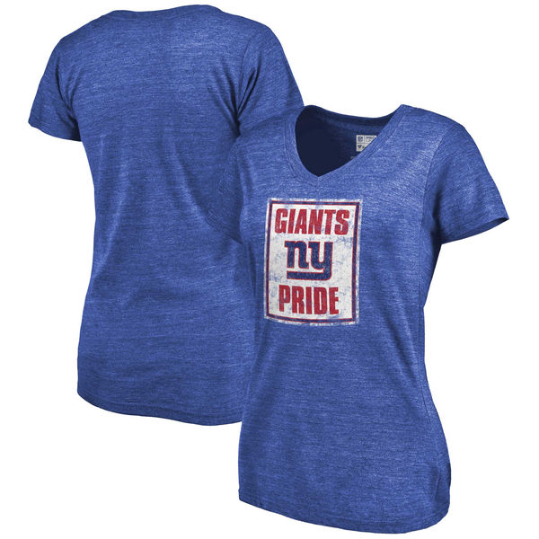 New York Giants NFL Pro Line Women's Hometown Collection Tri Blend V Neck T-Shirt Heathered Royal