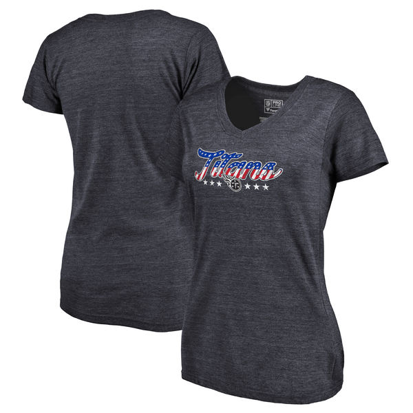 Tennessee Titans NFL Pro Line by Fanatics Branded Women's Spangled Script Tri Blend T-Shirt Navy