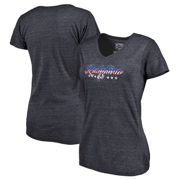 Washington Redskins NFL Pro Line by Fanatics Branded Women's Spangled Script Tri Blend T-Shirt Navy