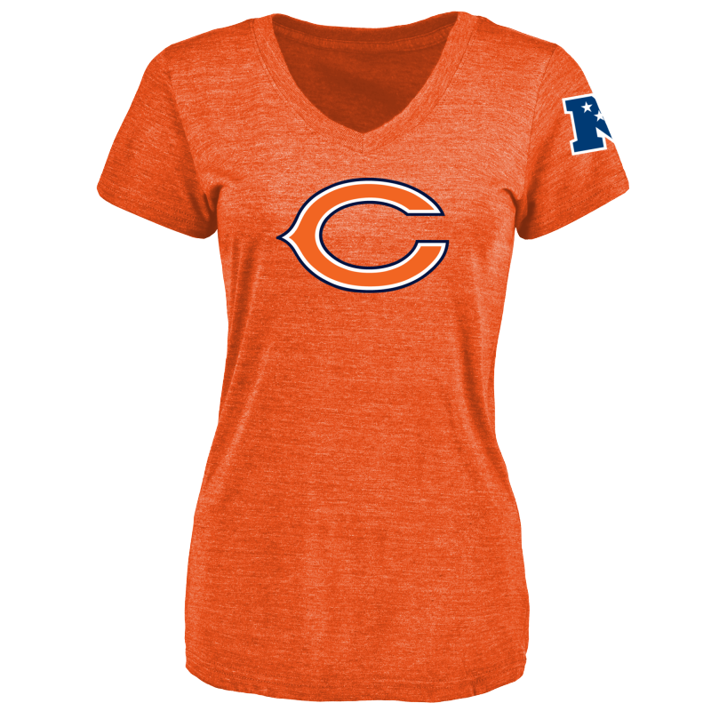 Women's Chicago Bears Design Your Own V Neck Tri Blend T-Shirt Orange