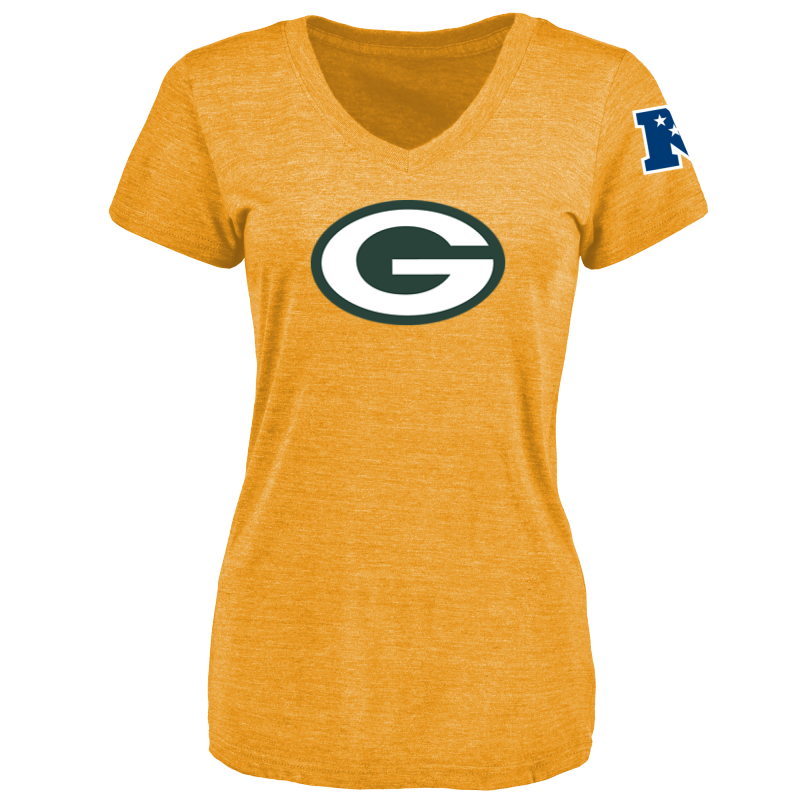 Women's Green Bay Packers Design Your Own V Neck Tri Blend T-Shirt Gold