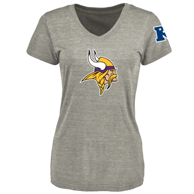 Women's Minnesota Vikings Design Your Own V Neck Tri Blend T-Shirt Gray
