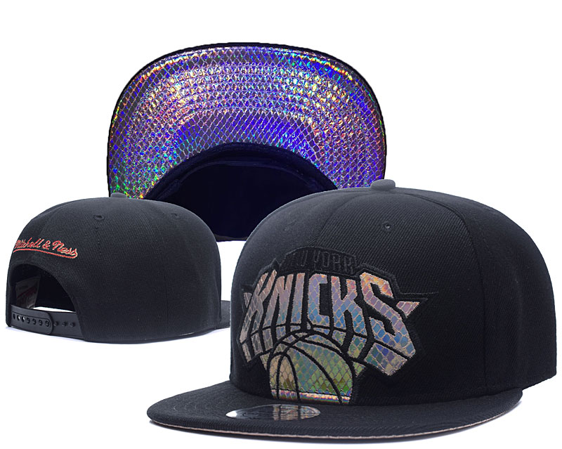Knicks Sequins Logo Black Mitchell & Ness Adjustable Hat GS