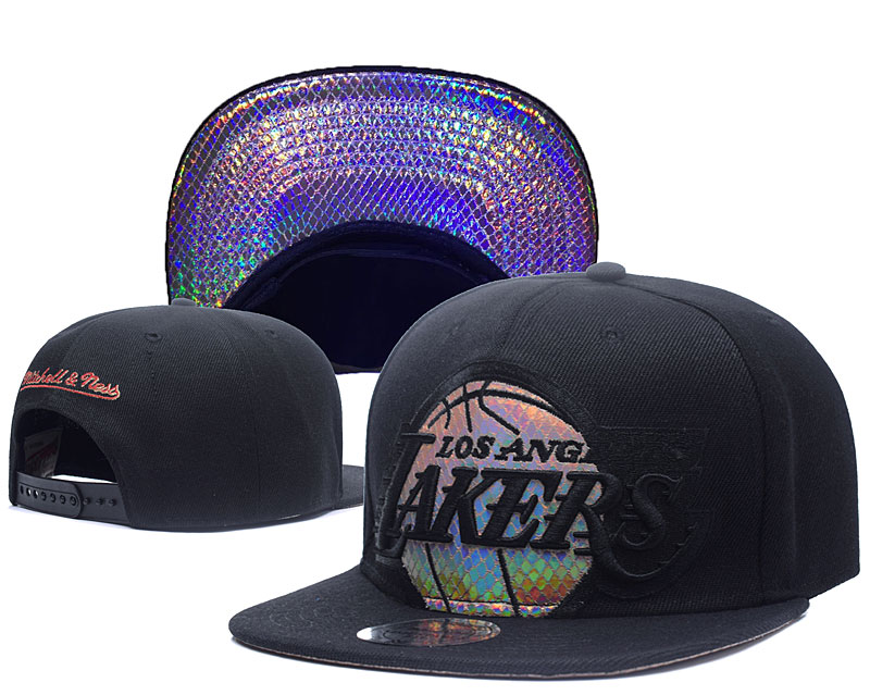 Lakers Sequins Logo Black Mitchell & Ness Adjustable Hat GS