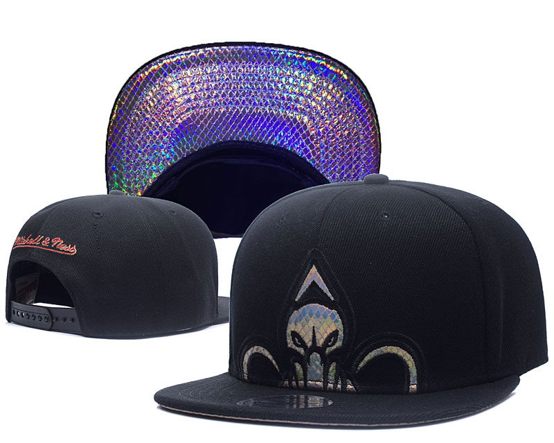 Pelicans Sequins Logo Black Mitchell & Ness Adjustable Hat GS