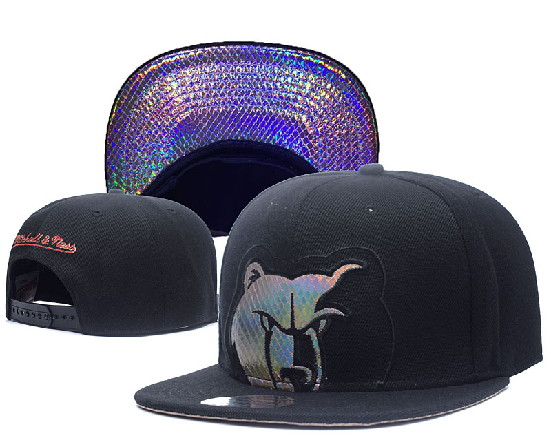 Grizzlies Sequins Logo Black Mitchell & Ness Adjustable Hat GS