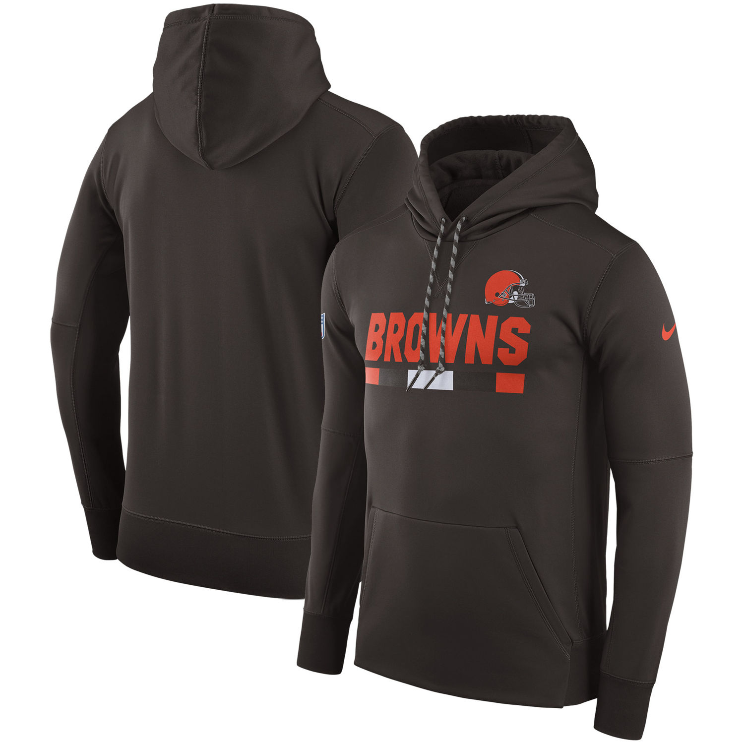 Men's Cleveland Browns Nike Brown Sideline Team Name Performance Pullover Hoodie
