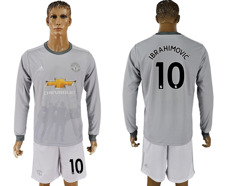 2017-18 Manchester United 10 IBRAHIMOVIC Third Away Long Sleeve Soccer Jersey