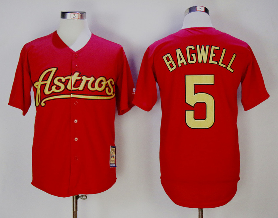 Astros 5 Jeff Bagwell Red Gold Cooperstown Collection Jersey