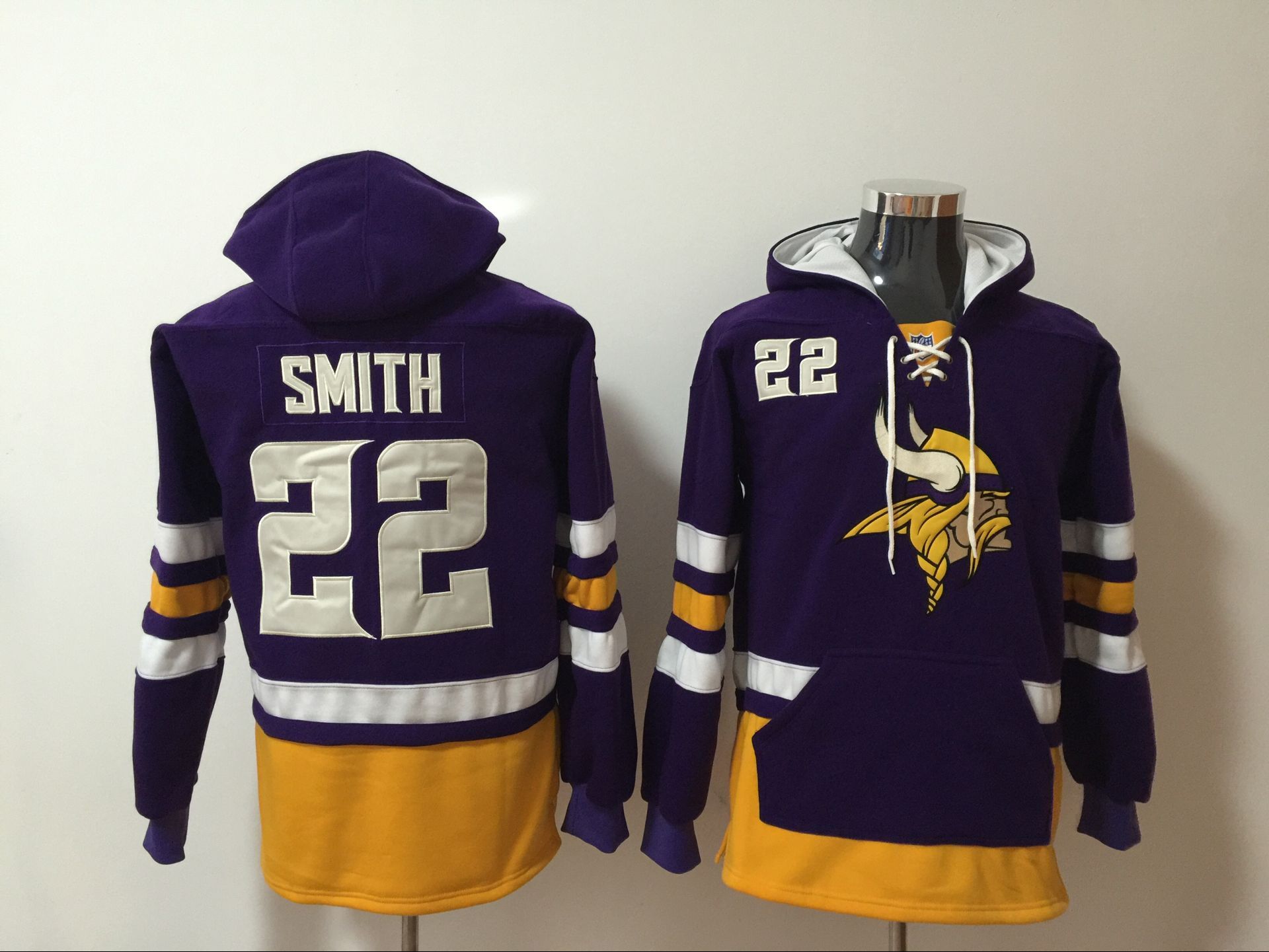 Minnesota Vikings 22 Harrison Smith Purple All Stitched Hooded Sweatshirt