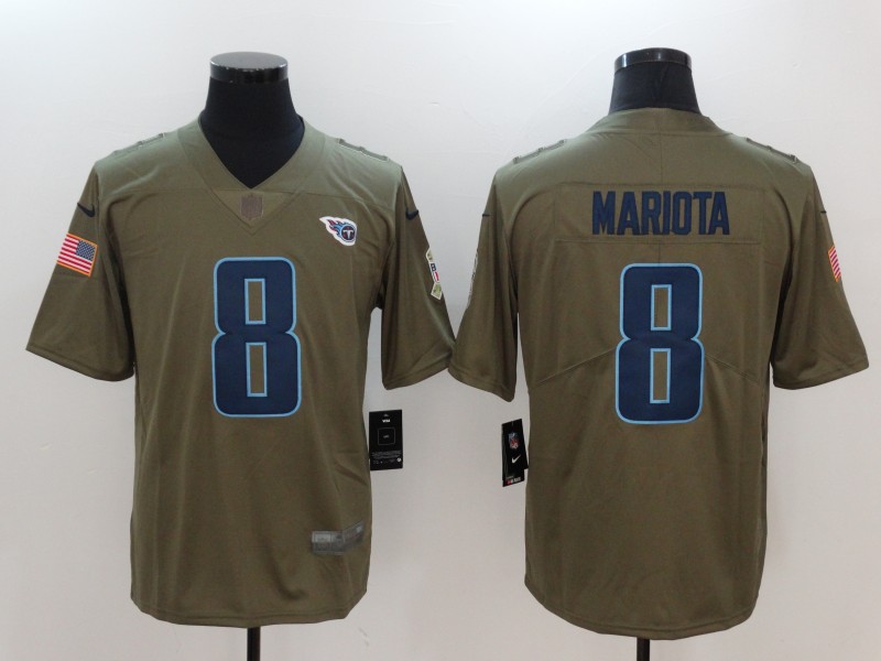 Nike Titans 8 Marcus Mariota Olive Salute To Service Limited Jersey