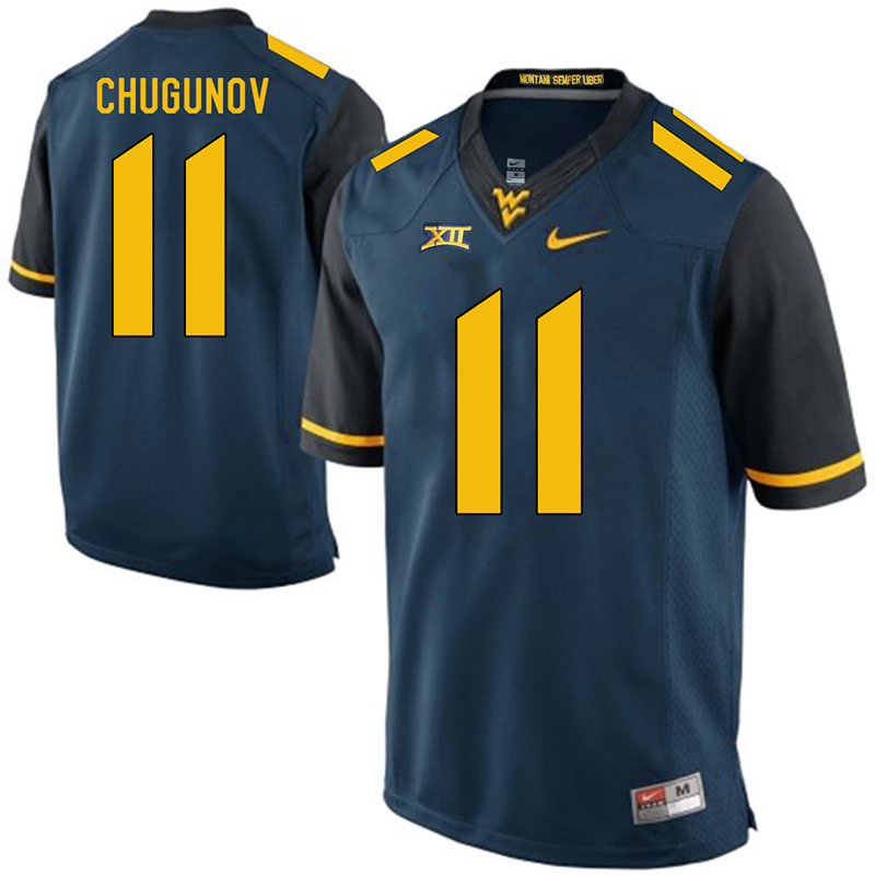 West Virginia Mountaineers 11 Chris Chugunov Navy College Football Jersey