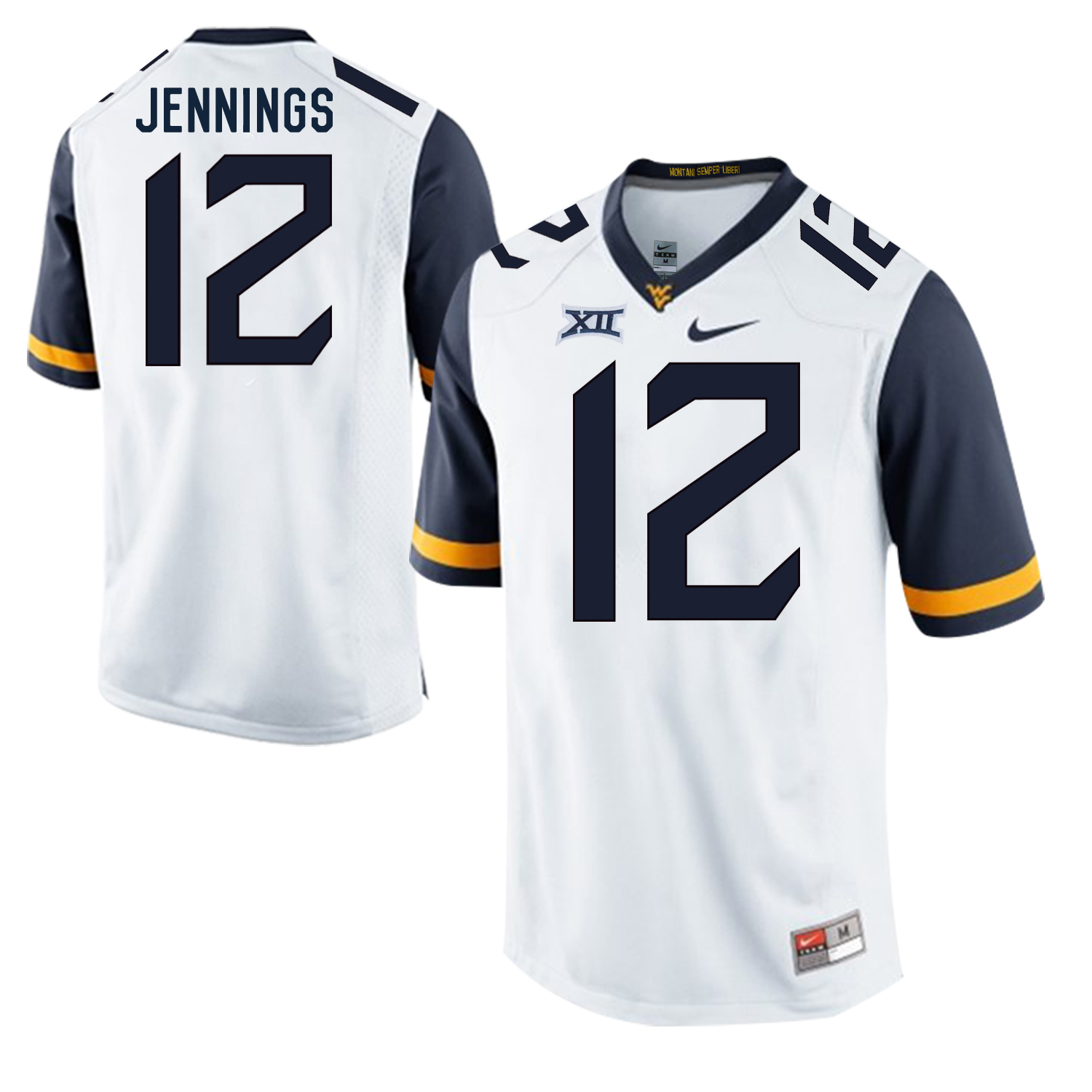 West Virginia Mountaineers 12 Gary Jennings White College Football Jersey