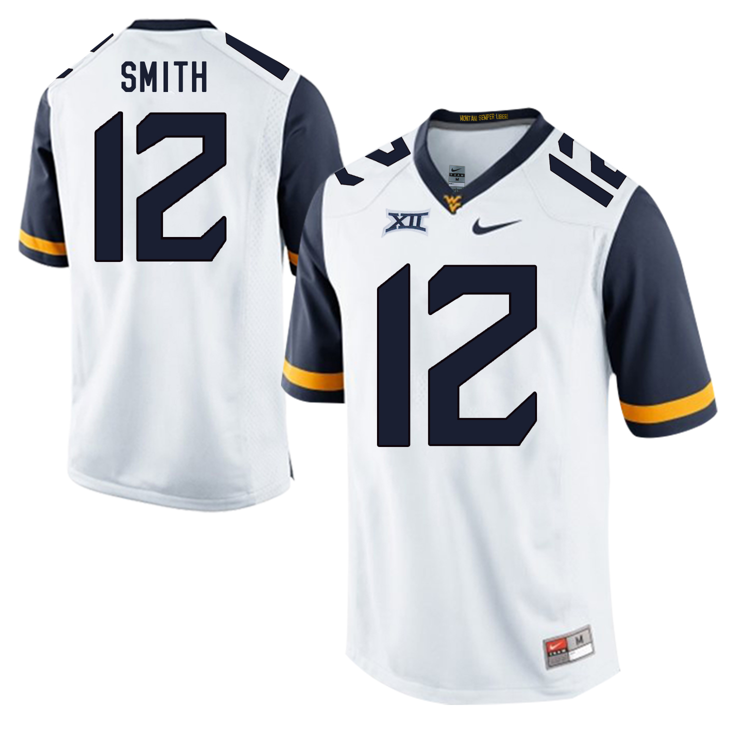 West Virginia Mountaineers 12 Geno Smith White College Football Jersey