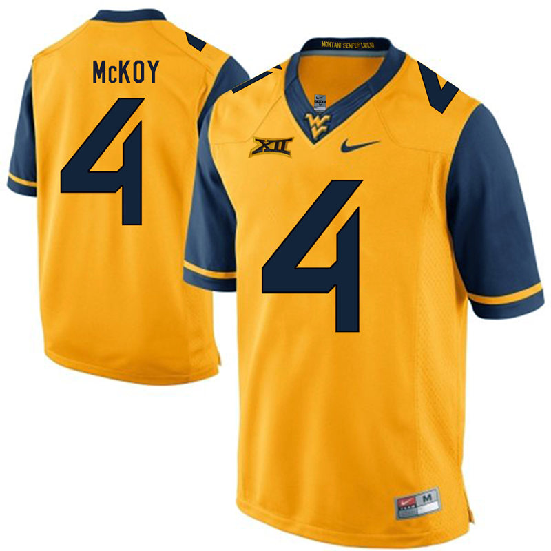West Virginia Mountaineers 4 Kennedy McKoy Gold College Football Jersey