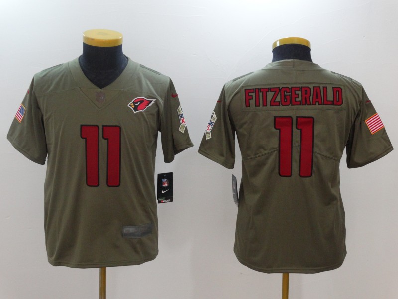 Nike Cardinals 11 Larry Fitzgerald Youth Olive Salute To Service Limited Jersey