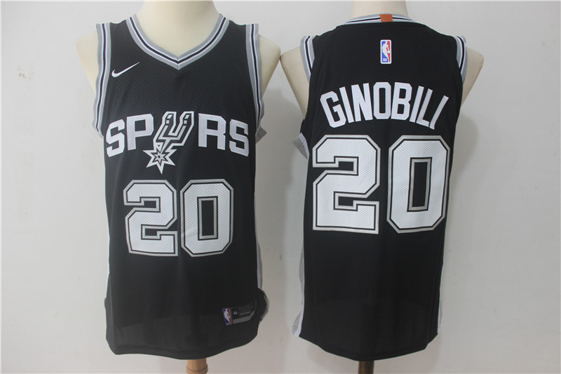 Spurs 20 Manu Ginobili Black Nike Authentic Jersey
