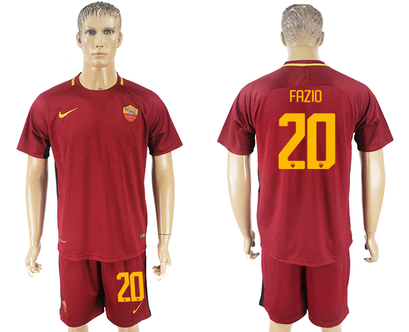 2017-18 Roma 20 FAZIO Home Soccer Jersey