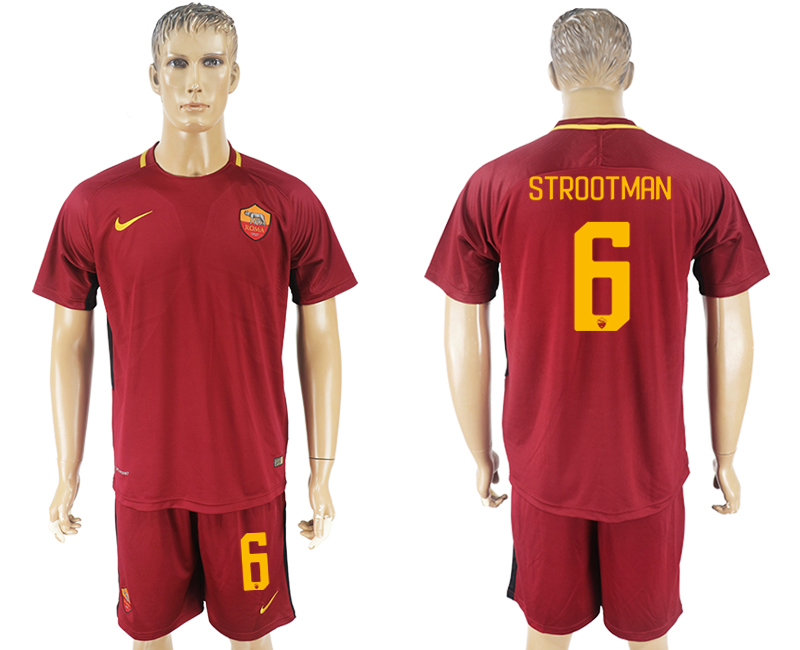 2017-18 Roma 6 STROOTMAN Home Soccer Jersey