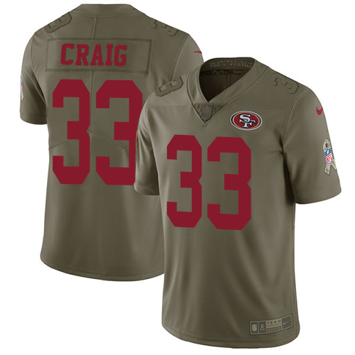 Nike 49ers 33 Roger Craig Olive Salute To Service Limited Jersey