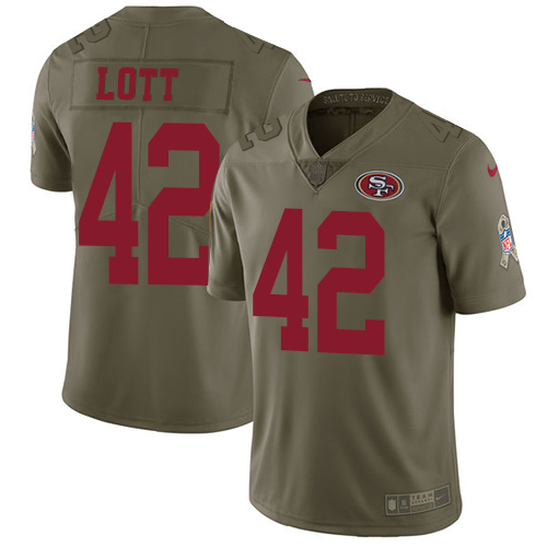 Nike 49ers 42 Ronnie Lott Olive Salute To Service Limited Jersey