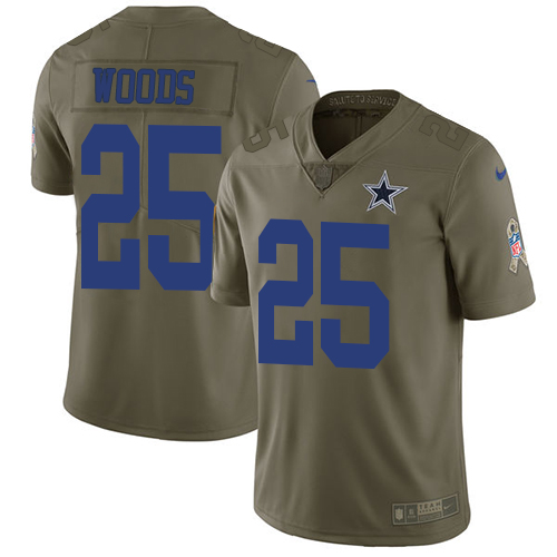 Nike Cowboys 25 Xavier Woods Olive Salute To Service Limited Jersey