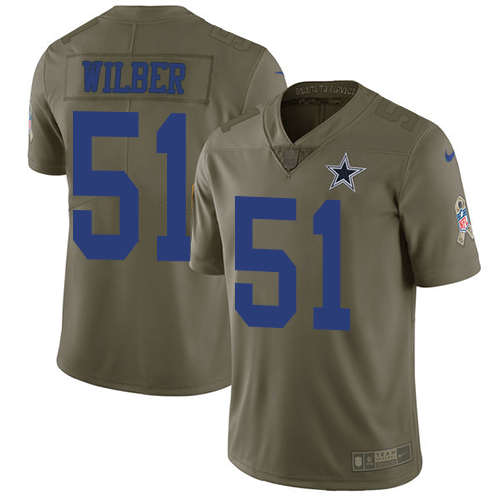 Nike Cowboys 51 Kyle Wilber Olive Salute To Service Limited Jersey