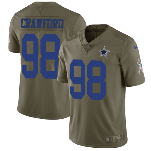 Nike Cowboys 98 Tyrone Crawford Olive Salute To Service Limited Jersey