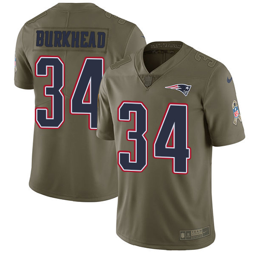 Nike Patriots 34 Rex Burkhead Olive Salute To Service Limited Jersey