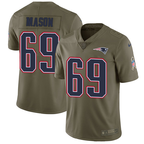 Nike Patriots 69 Shaq Mason Olive Salute To Service Limited Jersey