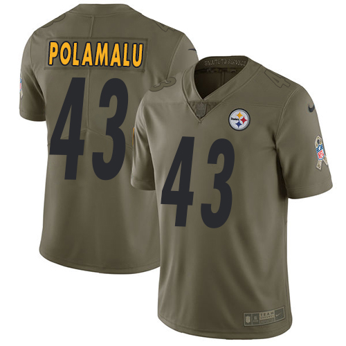 Nike Steelers 43 Troy Polamalui Olive Salute To Service Limited Jersey