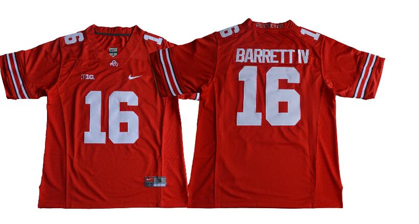 Ohio State Buckeyes 16 J.T. Barrett IV Red College Football Jersey