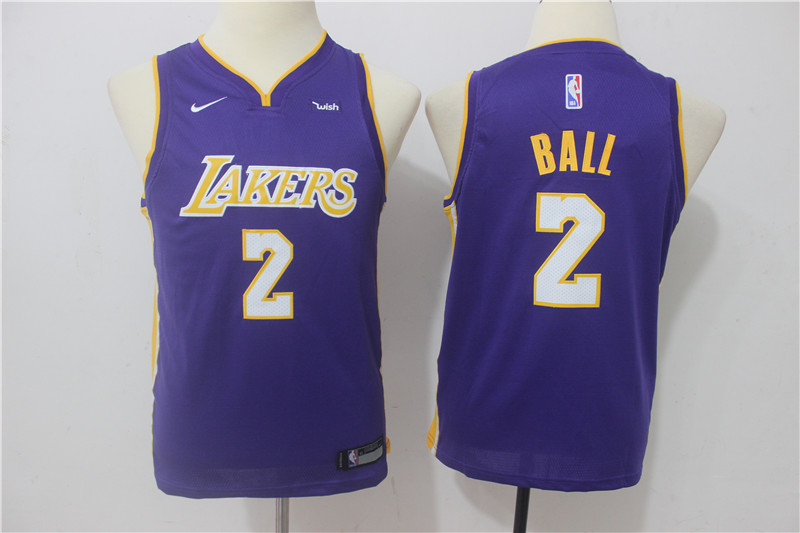 Lakers 2 Lonzo Ball Purple Youth Nike Swingman Jersey