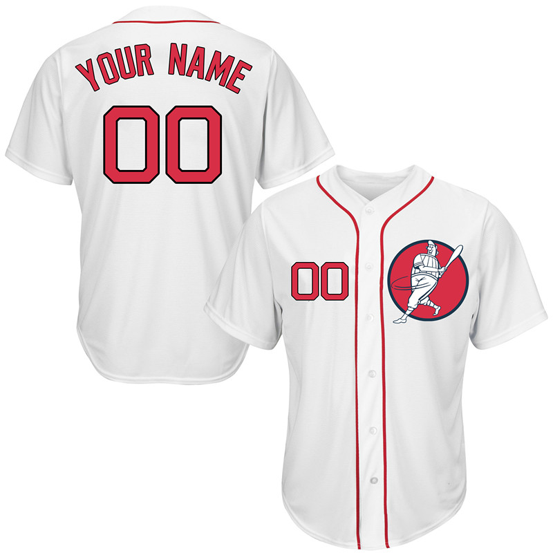 Red Sox White Men's Customized New Design Jersey