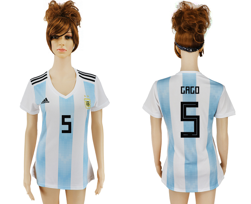 Argentina 5 GAGO Home Women 2018 FIFA World Cup Soccer Jersey