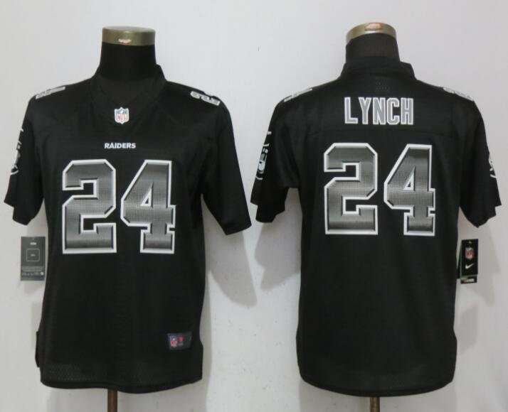 Nike Raiders 24 Marshawn Lynch Black Limited Strobe Jersey