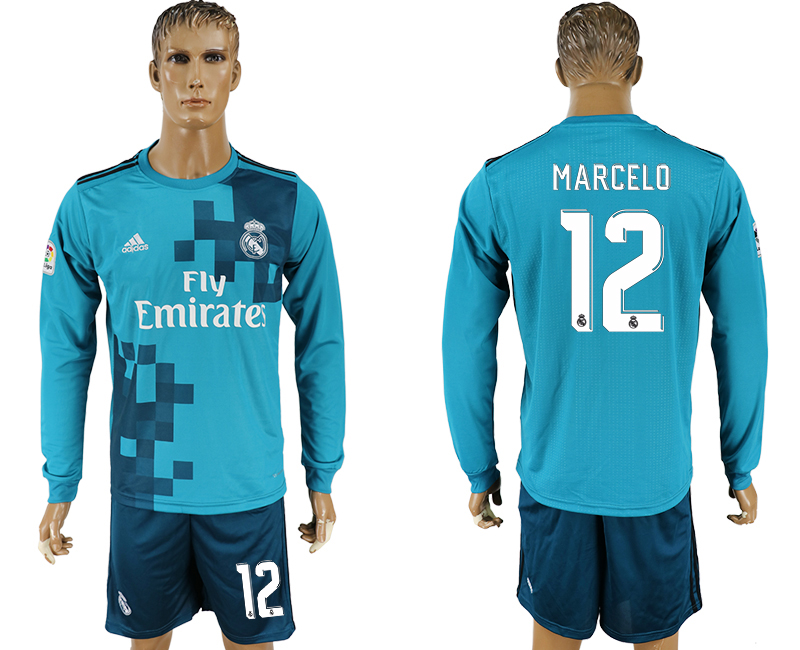 2017-18 Real Madrid 12 MARCELO Away Long Sleeve Soccer Jersey