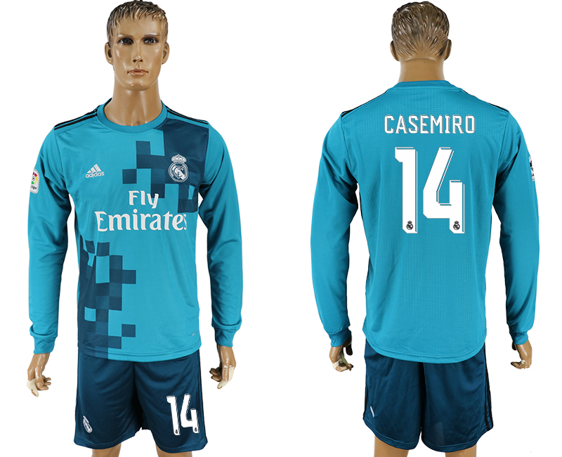 2017-18 Real Madrid 14 CASEMIRO Away Long Sleeve Soccer Jersey