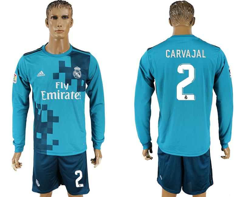2017-18 Real Madrid 2 CARVAJAL Away Long Sleeve Soccer Jersey