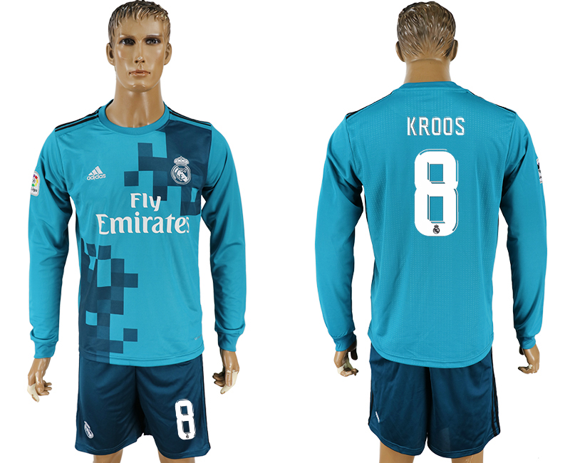 2017-18 Real Madrid 8 KROOS Away Long Sleeve Soccer Jersey