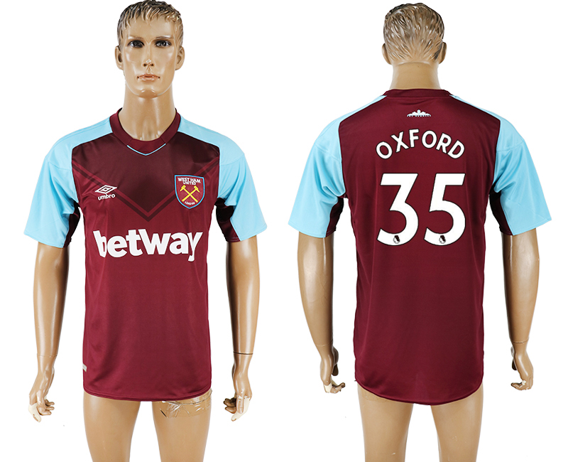 2017-18 West Ham United 35 OXFORD Home Thailand Soccer Jersey