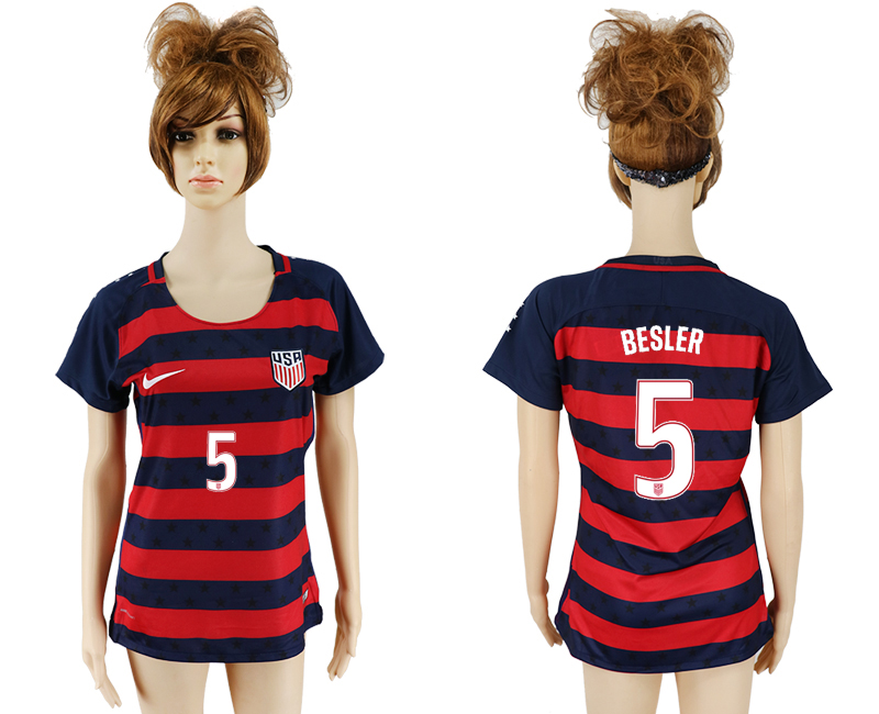 USA 5 BESLER 2017 CONCACAF Gold Cup Away Women Soccer Jersey