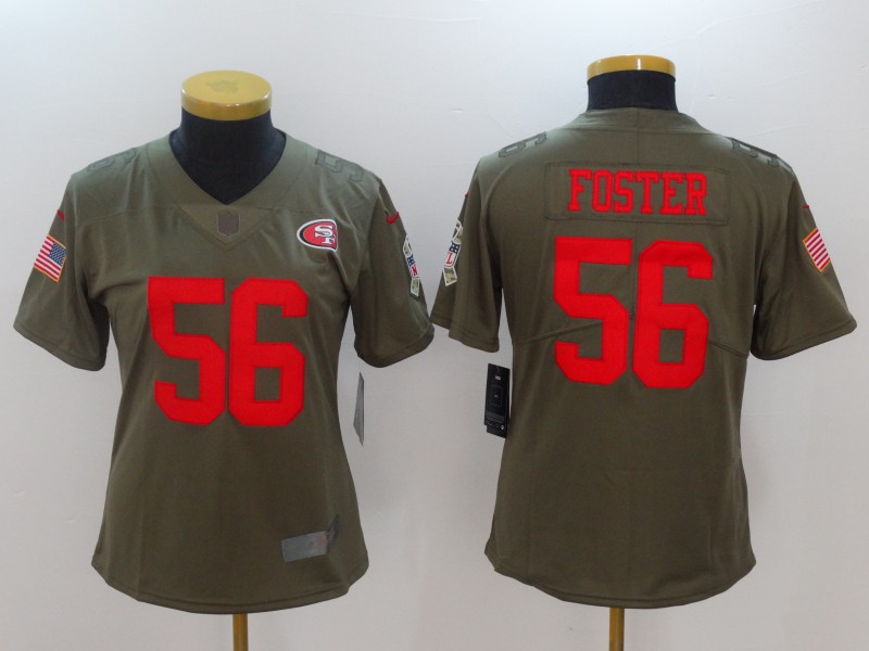 Nike 49ers 56 Reuben Foster Women Olive Salute To Service Limited Jersey