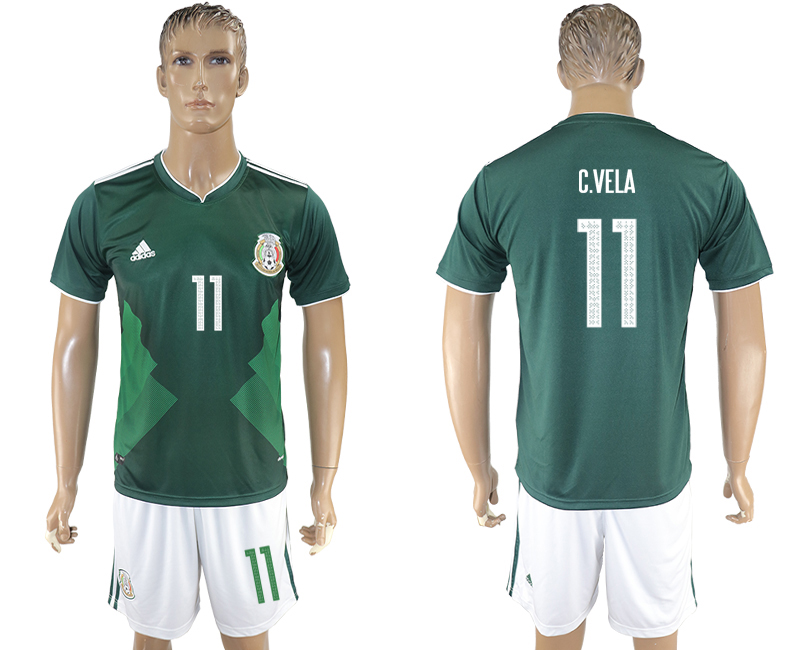 2017-18 Mexico 11 C.VELA Home Soccer Jersey